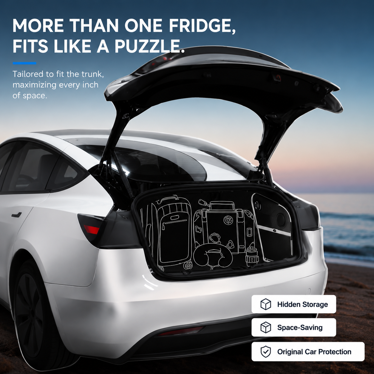 Rear Trunk Mini Fridge Refrigerator & Freezer for Model 3 Highland