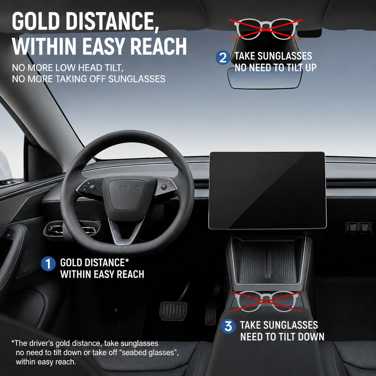 Premium Magnetic Car Sunglasses Holder for Model Y L