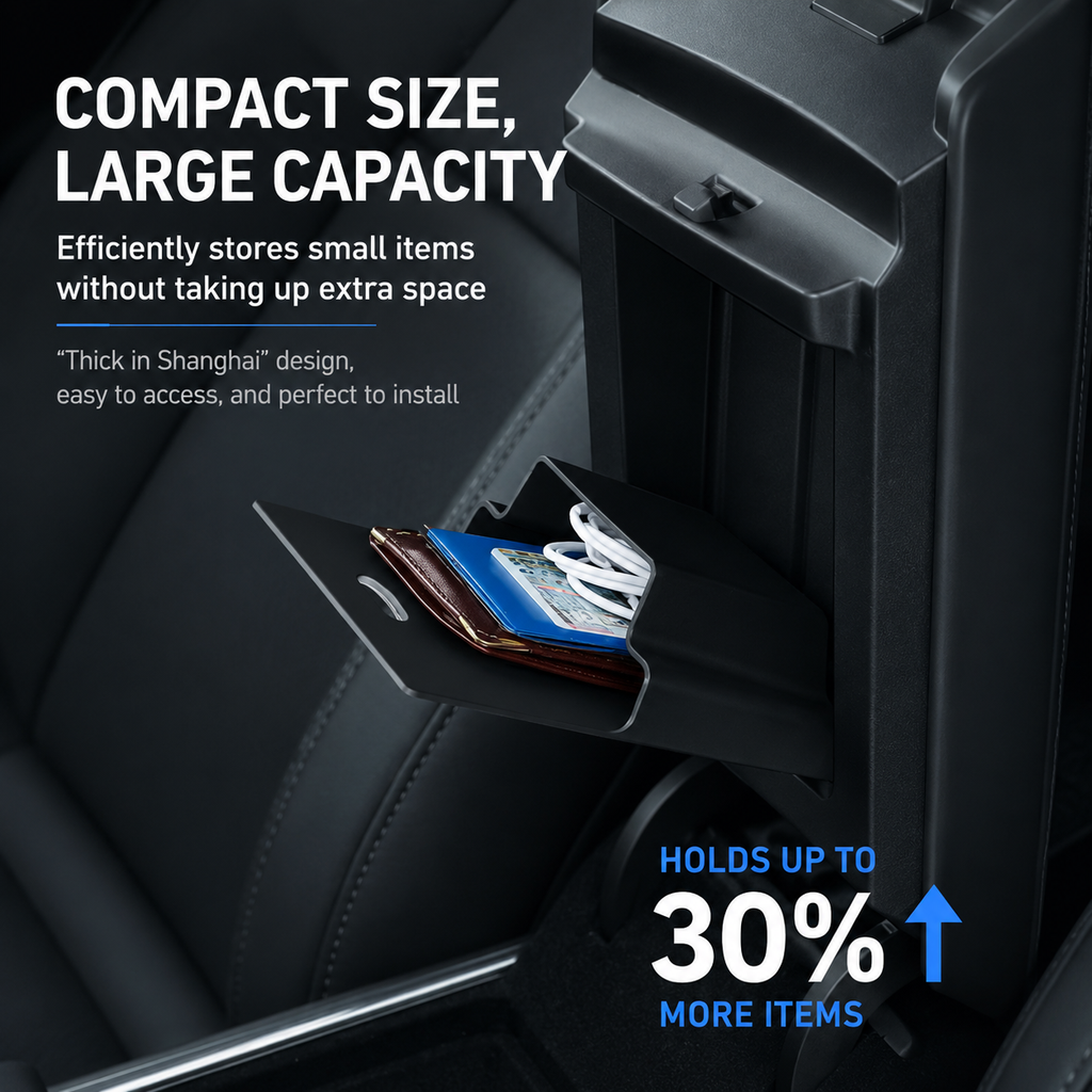 Premium Hidden Magnetic Armrest Storage Box for Model Y L