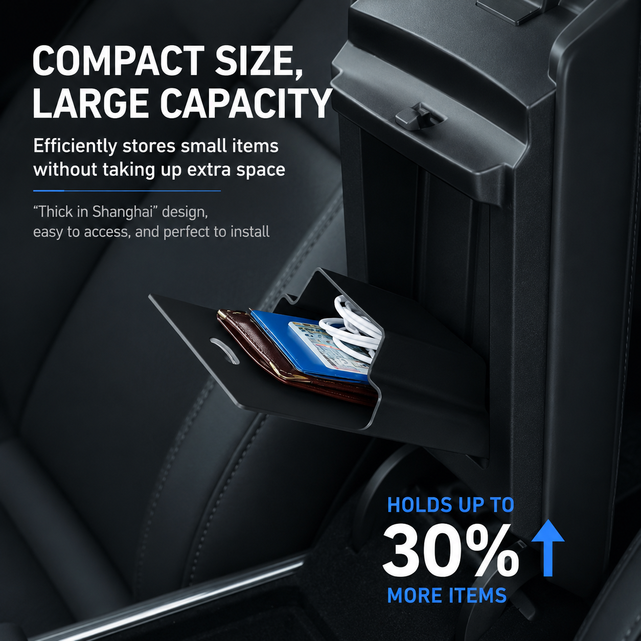 Premium Hidden Magnetic Armrest Storage Box for Model Y L