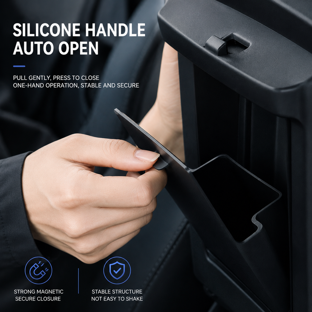 Premium Hidden Magnetic Armrest Storage Box for Model Y L