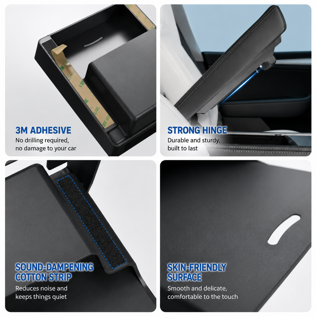 Premium Hidden Magnetic Armrest Storage Box for Model Y L