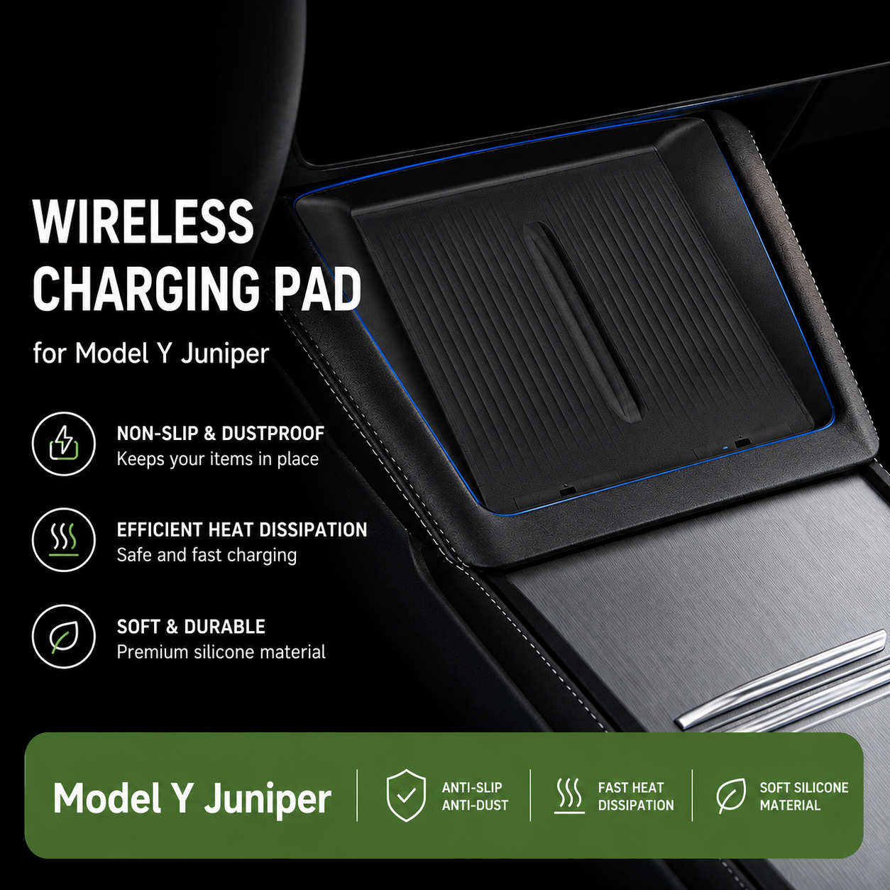 Center Console Wireless Charging Silicone Anti-Slip Pad For Y Juniper