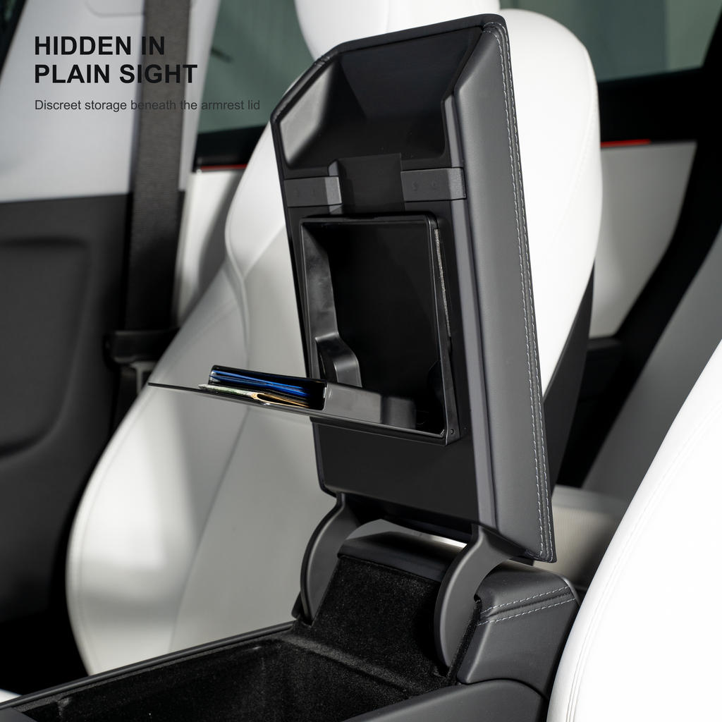 TEMAI Hidden Armrest Storage Box compatible with Tesla Model 3 Highland / Model Y Juniper / Y L