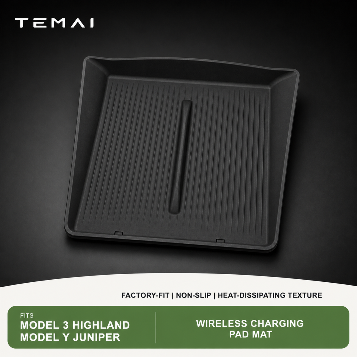 TEMAI Centre Console Wireless Charging Pad Mat compatible with Tesla Model 3 Highland / Model Y Juniper